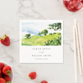 素朴グリーンウォーター色の国の側ヒルズ結婚 スタンダードカクテルナプキン (インサイチュ)