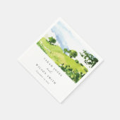 素朴グリーンウォーター色の国の側ヒルズ結婚 スタンダードカクテルナプキン (角)