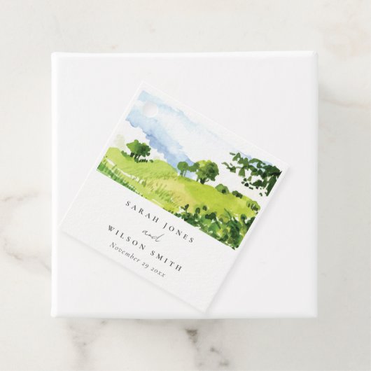 素朴グリーンウォーター色の国の側ヒルズ結婚 フェイバータグ (インサイチュ)