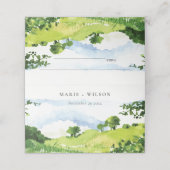 素朴グリーンウォーター色の国の側ヒルズ結婚 プレイスカード (外部開封)
