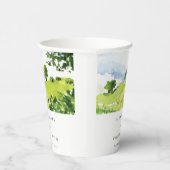 素朴グリーンウォーター色の国の側ヒルズ結婚 紙コップ (右)