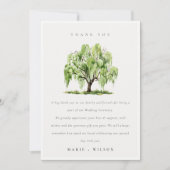 素朴グリーンウォーター色ウィローツリーファーム結婚ズ サンキューカード (正面)
