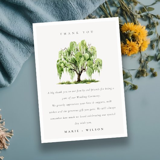 素朴グリーンウォーター色ウィローツリーファーム結婚ズ サンキューカード