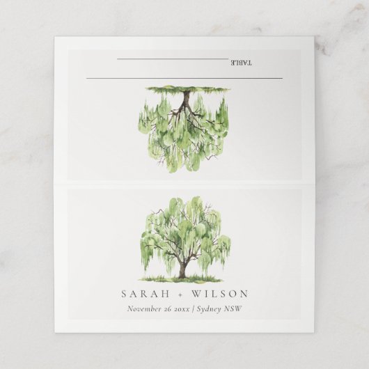 素朴グリーンウォーター色ウィローツリーファーム結婚ズ プレイスカード (外部開封)