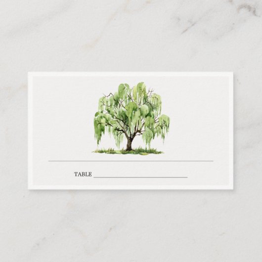 素朴グリーンウォーター色ウィローツリーファーム結婚ズ プレイスカード (裏面)