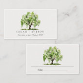 素朴グリーンウォーター色ウィローツリーファーム結婚ズ プレイスカード (正面/裏面)