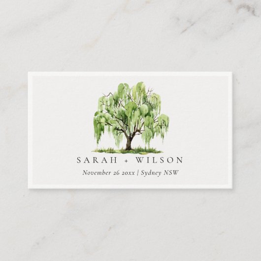 素朴グリーンウォーター色ウィローツリーファーム結婚ズ プレイスカード (正面)