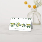 素朴グリーンウォーター色オリーブ結婚ガーランド プレイスカード (裏面)