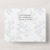 素朴グリーンセージ緑ユーカリ結婚ス オールインワン招待状 (裏面)