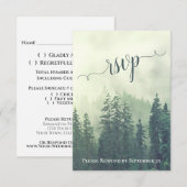 素朴グリーンパインツリーズマウンテンウッドランド結婚 出欠カード (正面/裏面)