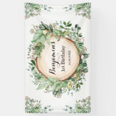 素朴グリーン1st第1誕生日ニュートラルパーティー 横断幕 (縦)