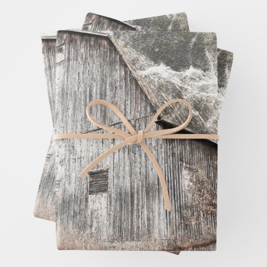 素朴グレイ動揺してブラウンBarnヴィンテージテクスチャ ラッピングペーパーシート (インサイチュ)