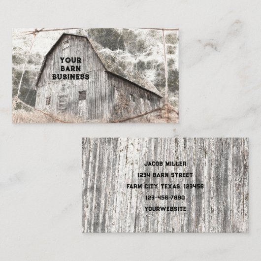 素朴グレイ動揺してブラウンBarnヴィンテージテクスチャ 名刺 (正面/裏面)