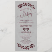 素朴グレイ葉のバルグンディ結婚ウォーター プログラム (正面)