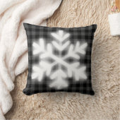 素朴グレイ黒水牛プレイド – スノーフレーク クッション (ブランケット)