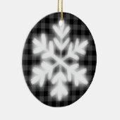 素朴グレーブラックplaid模様霜の降りた雪フレーク セラミックオーナメント (右)