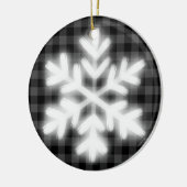 素朴グレーブラックplaid模様霜の降りた雪フレーク セラミックオーナメント (左)