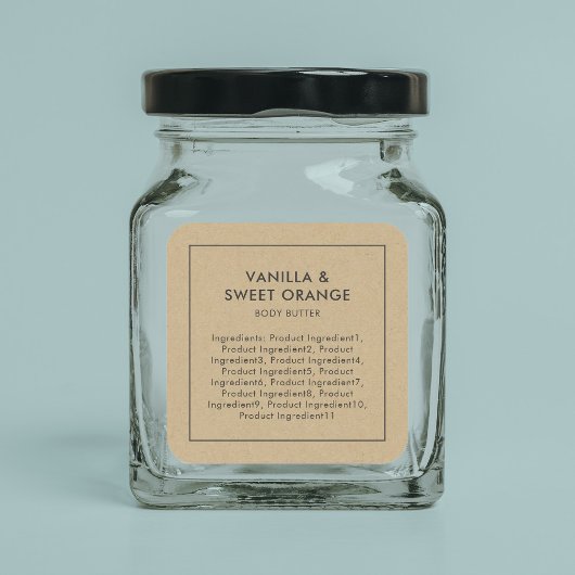 素朴グレー縁どの原料クラフトのラベル スクエアシール