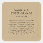 素朴グレー縁どの原料クラフトのラベル スクエアシール (正面)