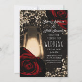 素朴グローランタン&ダークレッドローゼズグラム結婚ズ 招待状 (正面)