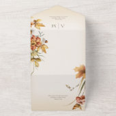 素朴コテージコア秋ワイルドフラワークリーム オールインワン招待状 (外側)