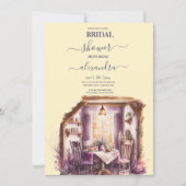 素朴コテージパープルラベンダーブライダル招待状 招待状 (正面)