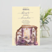 素朴コテージパープルラベンダーブライダル招待状 招待状 (スタンド正面)