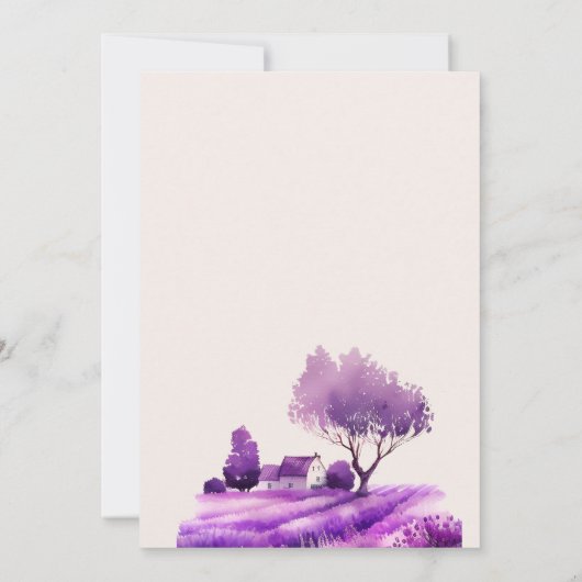 素朴コテージパープルラベンダー結婚式招待状 招待状 (裏面)