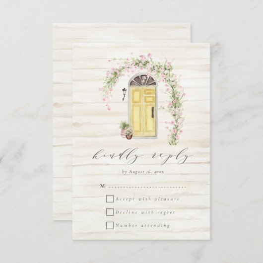 素朴コテージフラワーガーデン結婚ズ 出欠カード (正面/裏面)