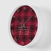 素朴コテージレッドタータンチェック1結婚周年記念 壁時計 (傾斜)