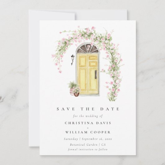 素朴コテージ庭園の結婚式日付の保存 招待状 (正面)