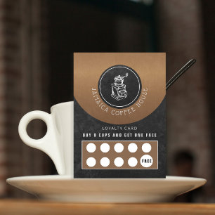 素朴コーヒーショップのロゴchalkboardロイヤリティパンチ 名刺