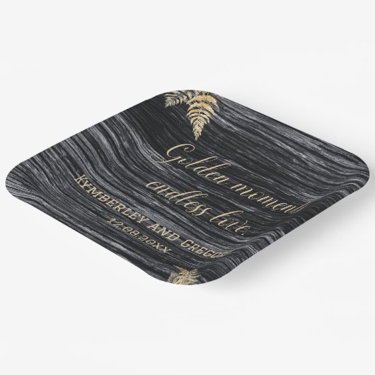 素朴ゴールデンモダンモーメントエンドレス愛結婚の ペーパープレート (傾斜あり)