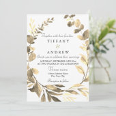 素朴ゴールデン結婚リーフリースモダンズ 招待状 (スタンド正面)