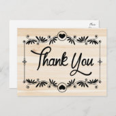 素朴サンキューブラックハート木目フローラ ポストカード (正面/裏面)