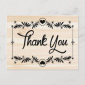 素朴サンキューブラックハート木目フローラ ポストカード (正面)