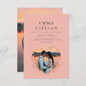 素朴サンセット予算ミニマル2写真結婚の 招待状 (正面/裏面)