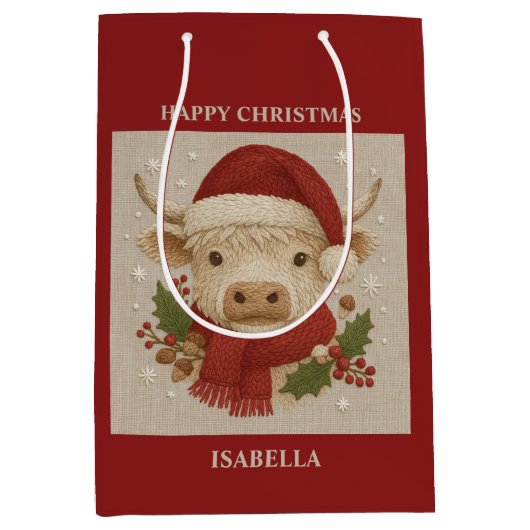 素朴サンタハット付きコテージコーレハイランドカウズ ミディアムペーパーバッグ (正面)