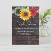 素朴サンフラワーオンバーウッドカップルシャワー 招待状 (スタンド正面)