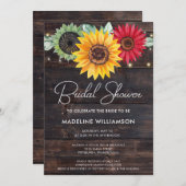 素朴サンフラワーズオンバーンウッドブライダルシャワー 招待状 (正面/裏面)