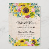 素朴サンフラワーズカントリーブライダルシャワー 招待状 (正面/裏面)
