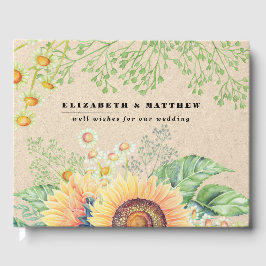 素朴サンフラワーズクラフト結婚紙 ゲストブック