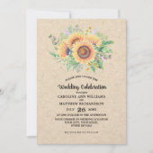 素朴サンフラワーズクラフト結婚紙 招待状 (正面)