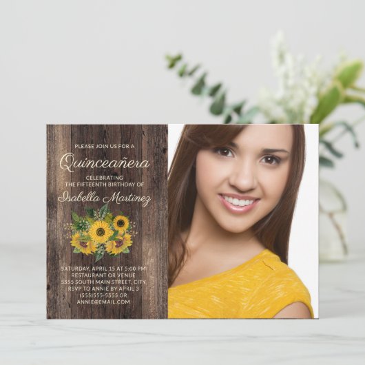 素朴サンフラワーズバーンウッドキンセニェラ写真 招待状 (スタンド正面)