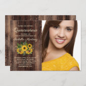 素朴サンフラワーズバーンウッドキンセニェラ写真 招待状 (正面/裏面)