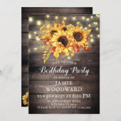 素朴サンフラワーズバーンウッドバースデーパーティインビタット 招待状 (正面/裏面)