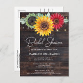 素朴サンフラワーズバーンウッドブライダルシャワー招待状 インビテーションポストカード (正面/裏面)