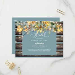 素朴サンフラワーズフェンスティール（緑がかった色）ブライダルシャワー インビテーションポストカード