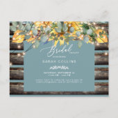 素朴サンフラワーズフェンスティール（緑がかった色）ブライダルシャワー インビテーションポストカード (正面)