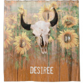 素朴サンフラワーズブルカウクスカルウェスタン シャワーカーテン (正面)